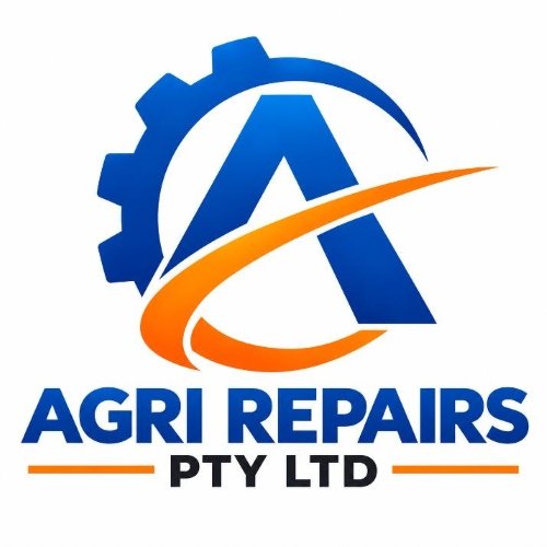 The Agri Repairs Pty Ltd logo combines a blue gear and letter A with an orange swoosh above the company name.